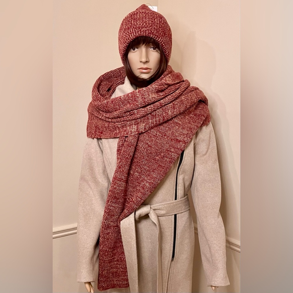 NEW ✨Set✨ Sweaty Betty Merino Wool-blend Scarf & Beanie in Falu Red